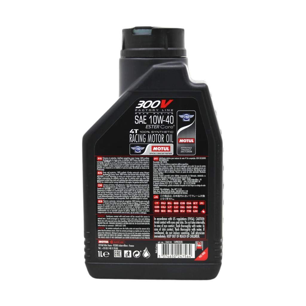 Motul 300V 10W40 | Factory Line Ester Core Fully Synthetic | Engine Oil for Bikes (1L)
