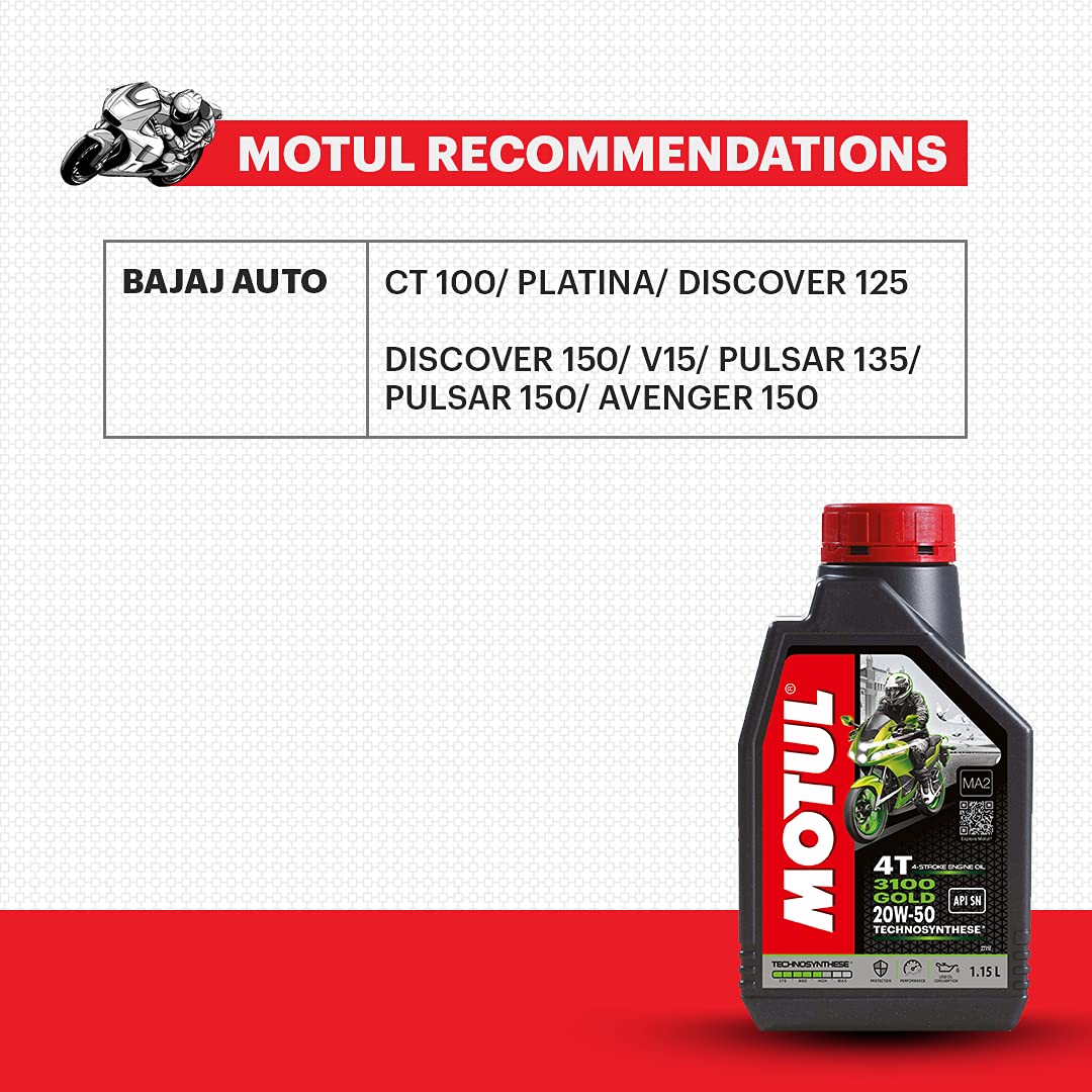 Motul 3100 20W50 | 4T Gold Technosynthese - Semi Synthetic | Engine Oil for Bikes (1L)