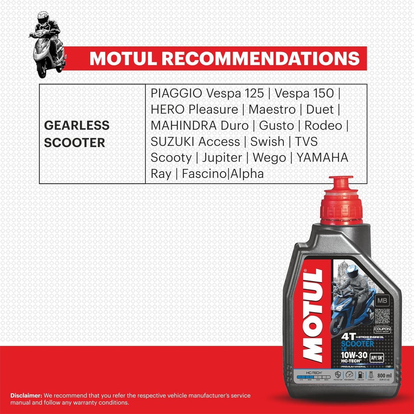 Motul 10W30 | 4T Scooter | Engine Oil for Bikes (800L)