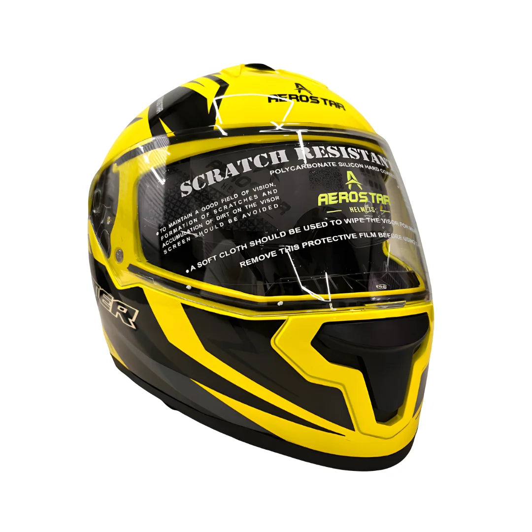 AXTER D3 - Flour Yellow With Black | Dual Visor Aerostar Helmet