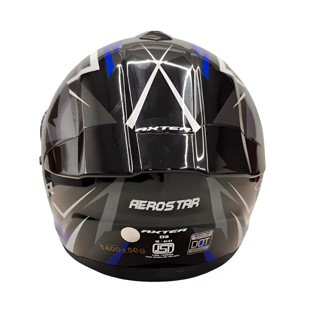 AXTER D3 - Black With Blue | Dual Visor Aerostar Helmet