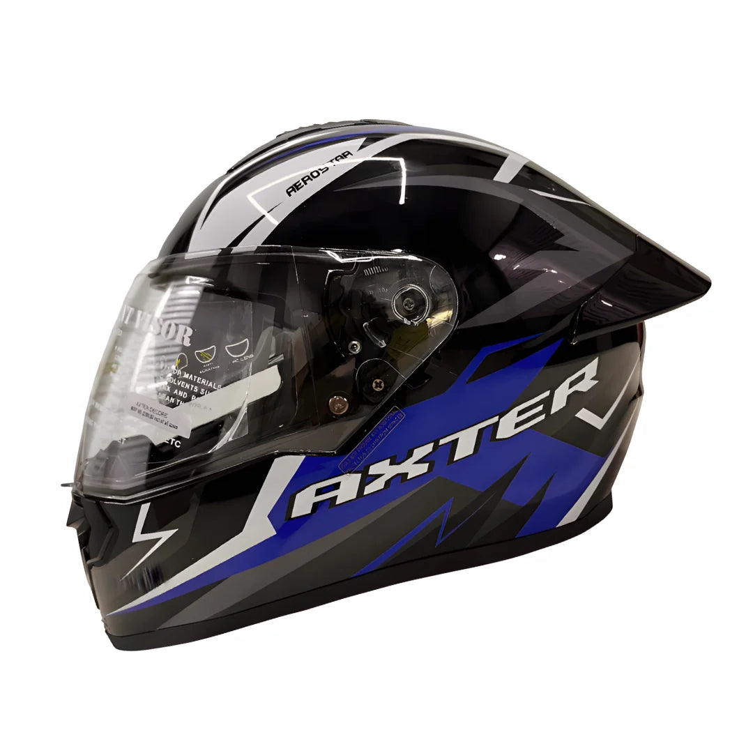 AXTER D3 - Black With Blue | Dual Visor Aerostar Helmet