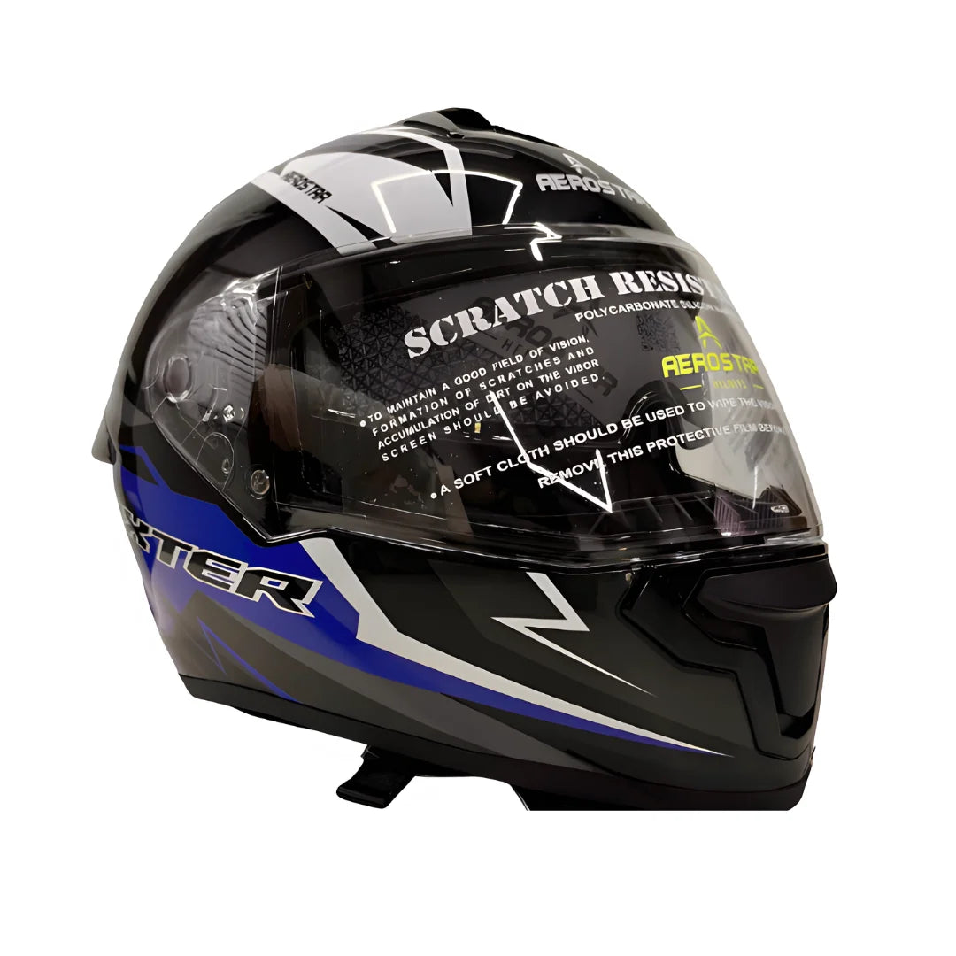 AXTER D3 - Black With Blue | Dual Visor Aerostar Helmet