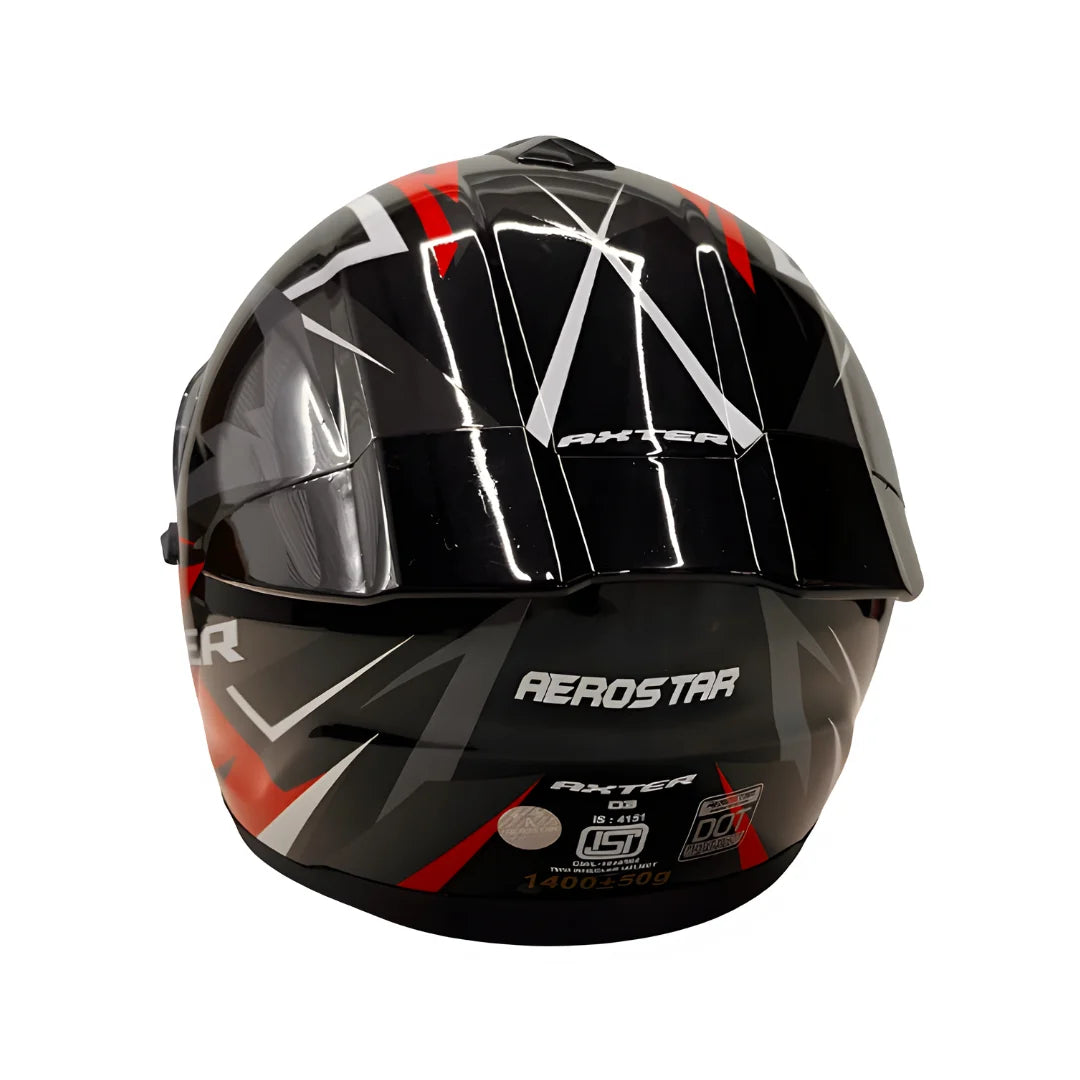 AXTER D3 - Black With Red | Dual Visor Aerostar Helmet
