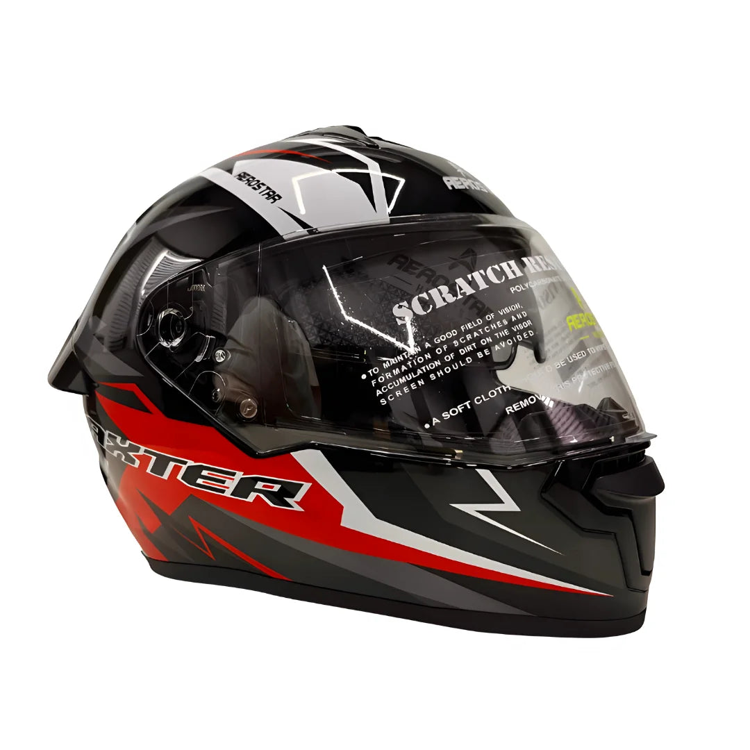 AXTER D3 - Black With Red | Dual Visor Aerostar Helmet