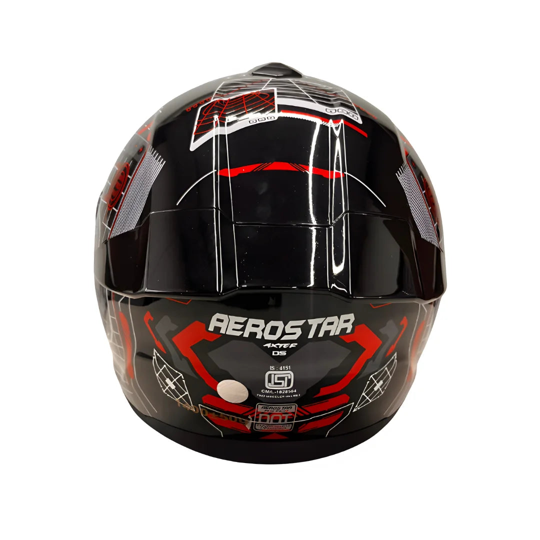 AXTER D5 - Black With Red | Dual Visor Aerostar Helmet