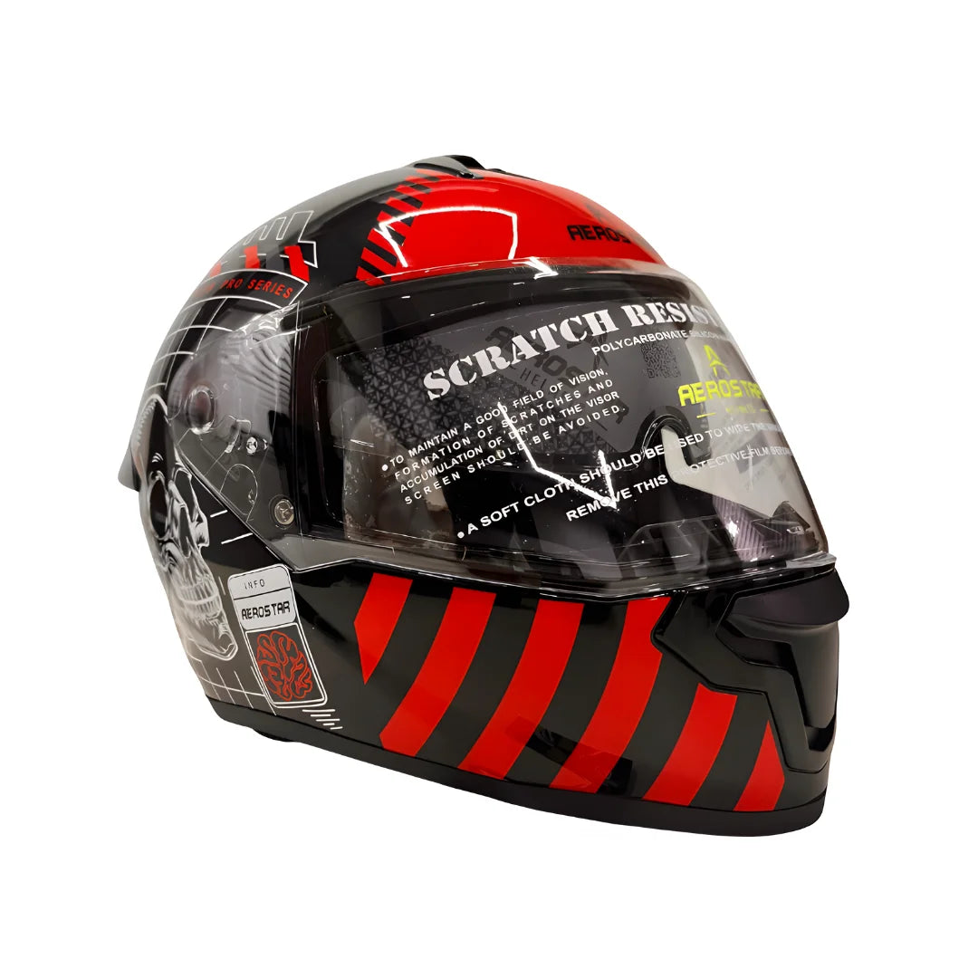 AXTER D5 - Black With Red | Dual Visor Aerostar Helmet