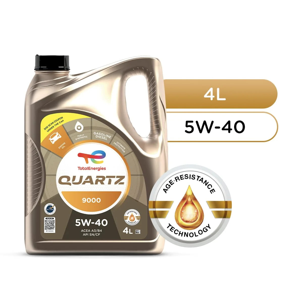 Quartz 9000 5W-40 Fully Synthetic Engine Oil for Cars (4L)
