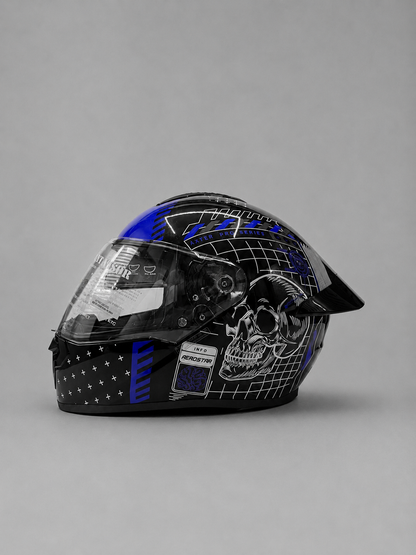 AXTER D5 - Black With Blue | Dual Visor Aerostar Helmet