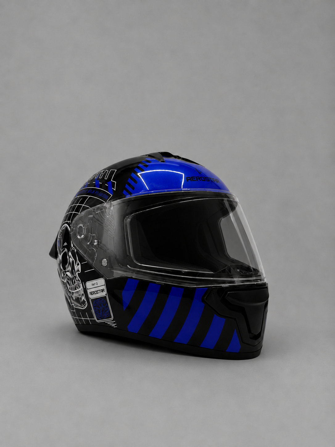 AXTER D5 - Black With Blue | Dual Visor Aerostar Helmet