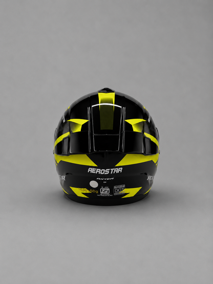 AXTER D6 - Black With Flour Yellow | Dual Visor Aerostar Helmet