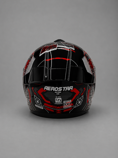 AXTER D5 - Black With Red | Dual Visor Aerostar Helmet