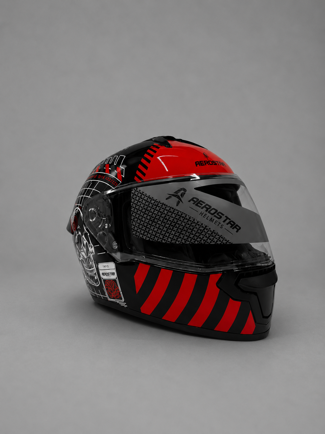 AXTER D5 - Black With Red | Dual Visor Aerostar Helmet