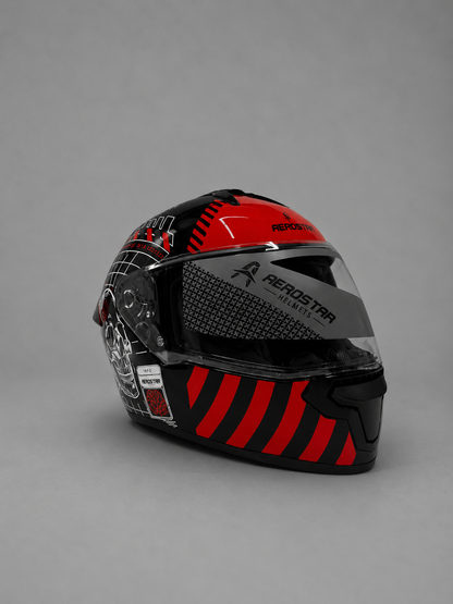 AXTER D5 - Black With Red | Dual Visor Aerostar Helmet