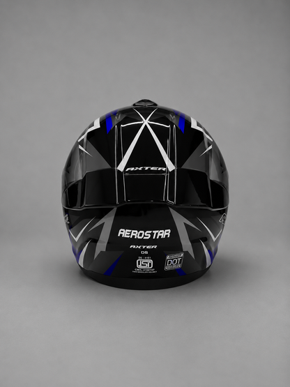 AXTER D3 - Black With Blue | Dual Visor Aerostar Helmet