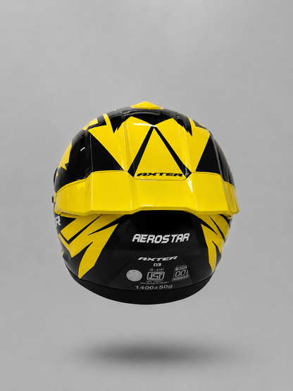 AXTER D3 - Flour Yellow With Black | Dual Visor Aerostar Helmet