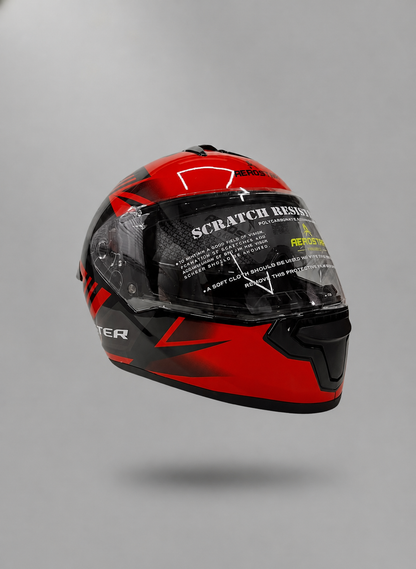 AXTER D6 - Black With Red | Dual Visor Aerostar Helmet