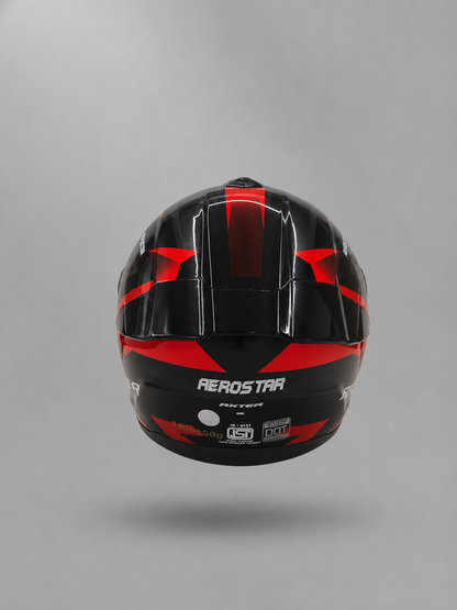 AXTER D6 - Black With Red | Dual Visor Aerostar Helmet