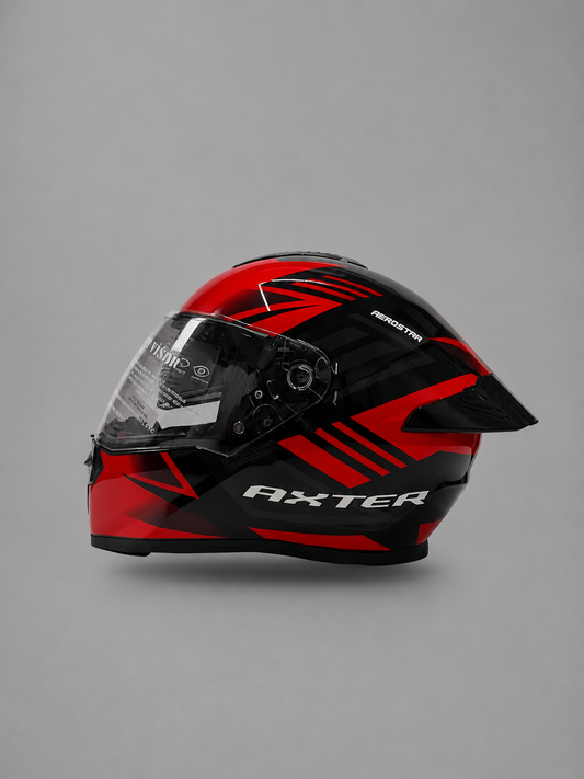 AXTER D6 - Black With Red | Dual Visor Aerostar Helmet