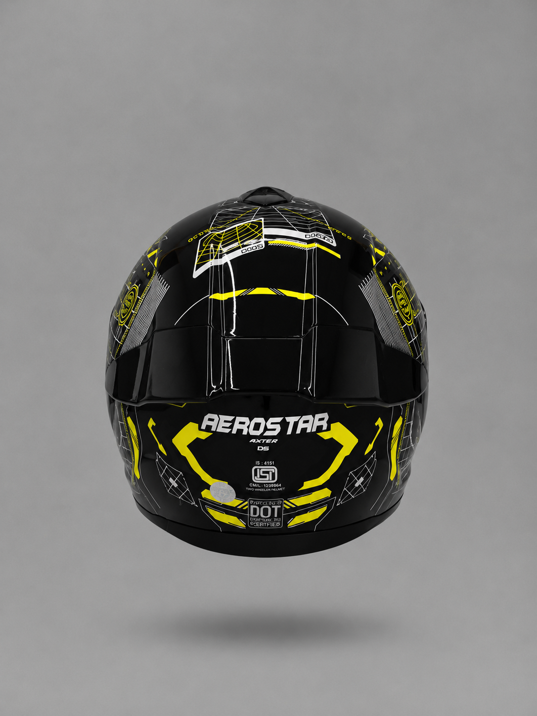 AXTER D5 - Black With Flour Yellow | Smoke Visor Aerostar Helmet