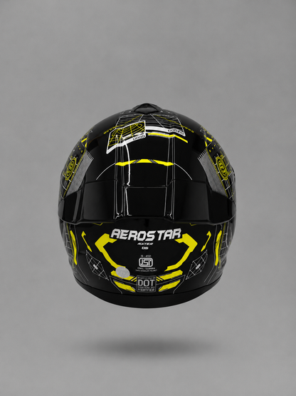 AXTER D5 - Black With Flour Yellow | Smoke Visor Aerostar Helmet