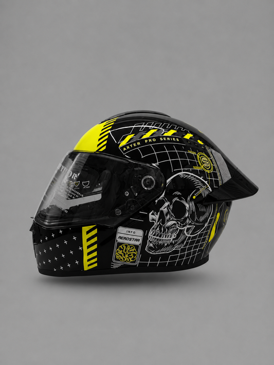 AXTER D5 - Black With Flour Yellow | Smoke Visor Aerostar Helmet