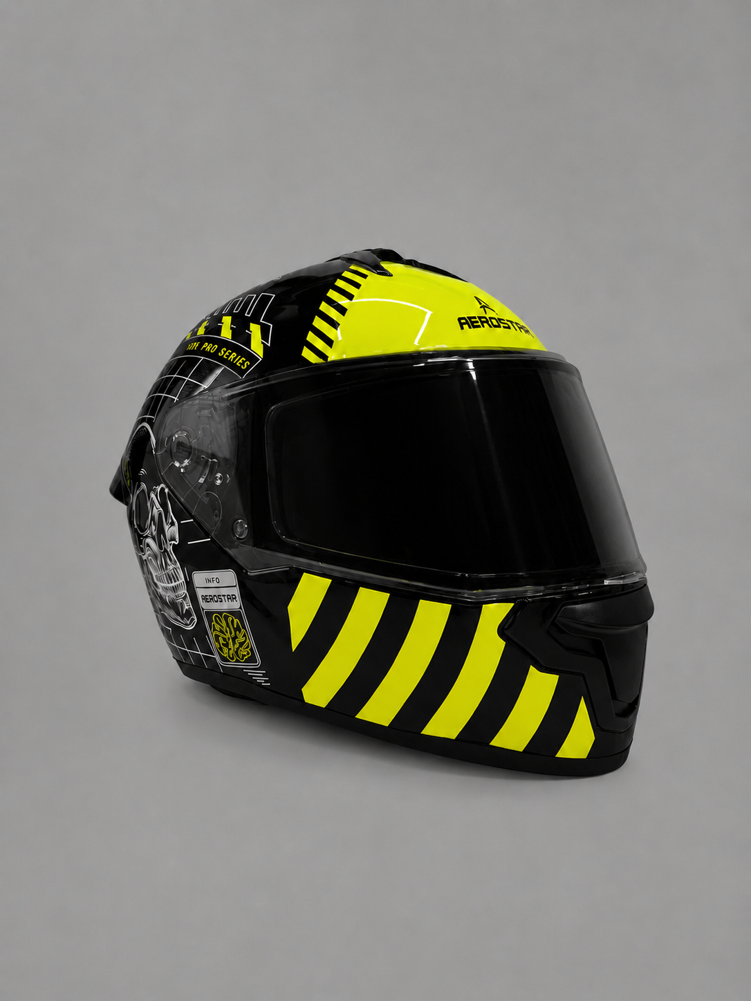 AXTER D5 - Black With Flour Yellow | Smoke Visor Aerostar Helmet