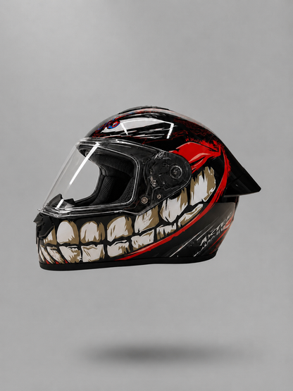 AXTER D7 - Black With Red | Single Visor Aerostar Helmet