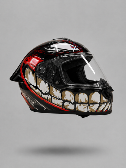 AXTER D7 - Black With Red | Single Visor Aerostar Helmet
