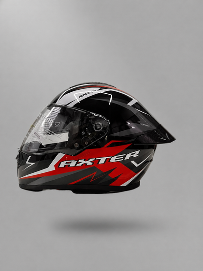 AXTER D7 - Black With Red | Single Visor Aerostar Helmet