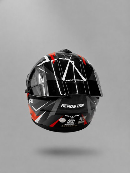 AXTER D7 - Black With Red | Single Visor Aerostar Helmet