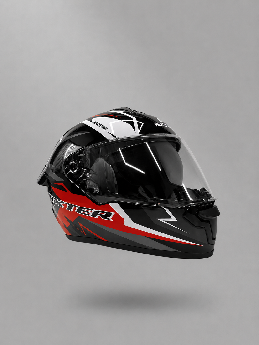 AXTER D7 - Black With Red | Single Visor Aerostar Helmet