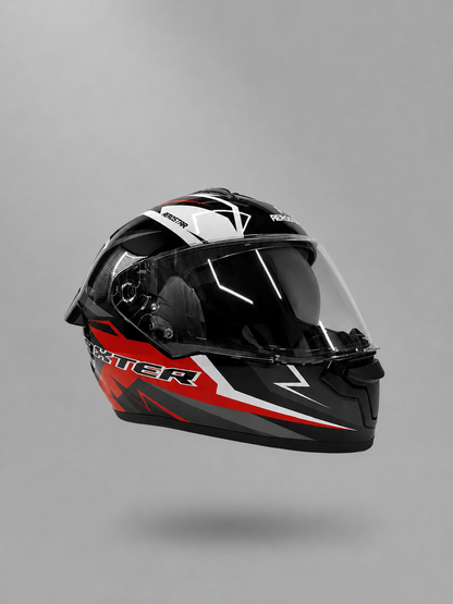 AXTER D7 - Black With Red | Single Visor Aerostar Helmet