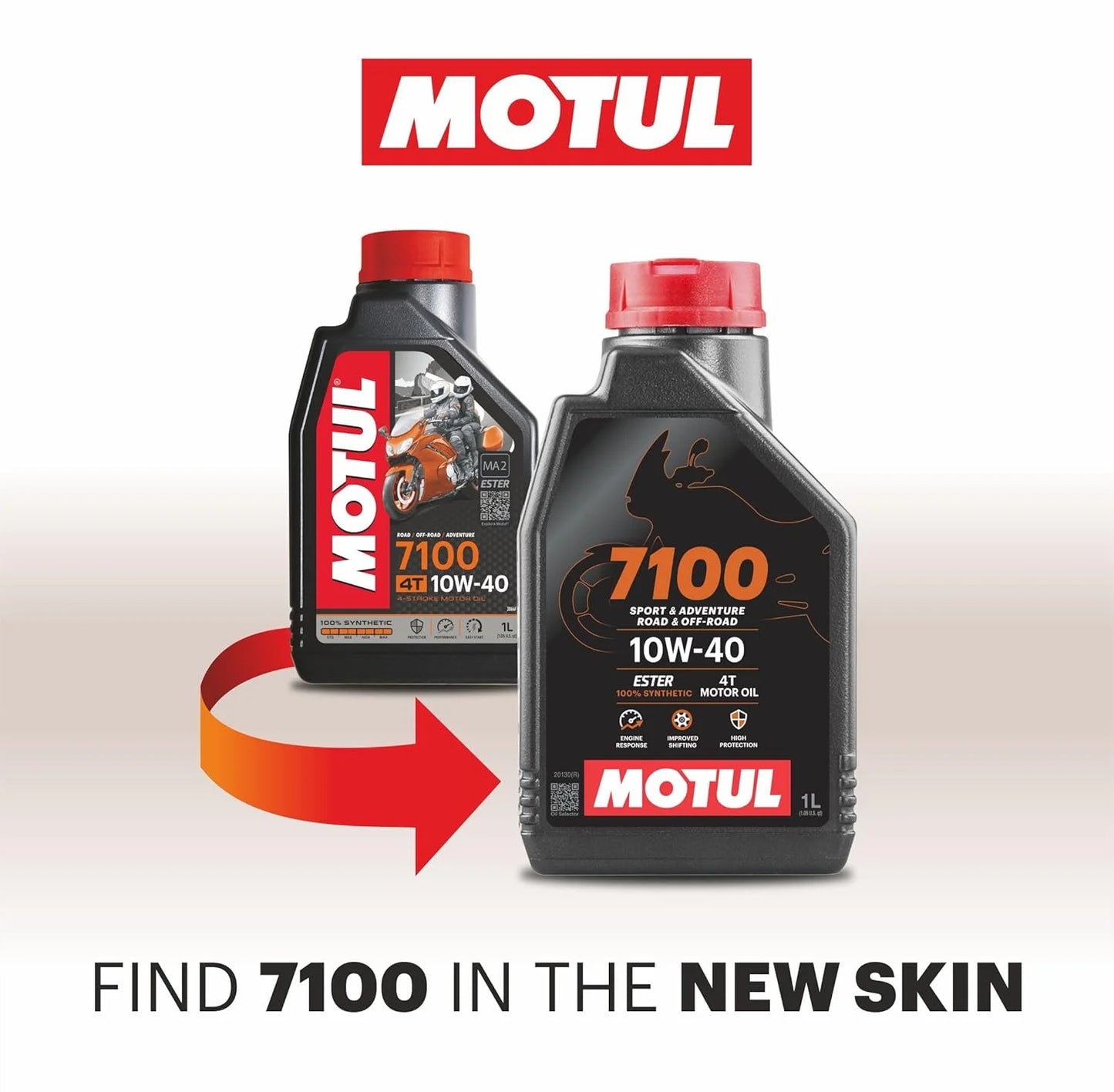 Motul 7100 4T 10W40 | API SN Fully Synthetic Ester Petrol | Engine Oil for Bikes (1L)
