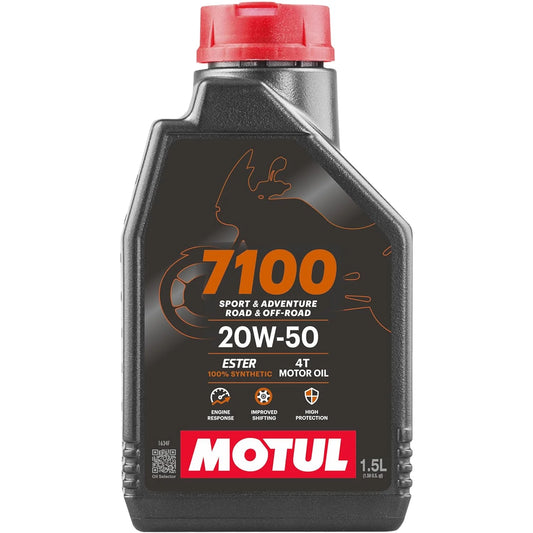 Motul 7100 4T 20W50 | API SN Fully Synthetic Ester Petrol | Engine Oil for Bikes (1.5L)