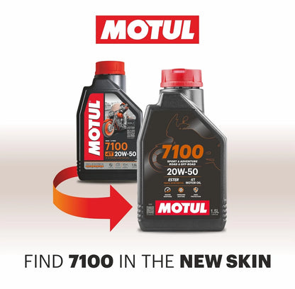 Motul 7100 4T 20W50 | API SN Fully Synthetic Ester Petrol | Engine Oil for Bikes (1.5L)