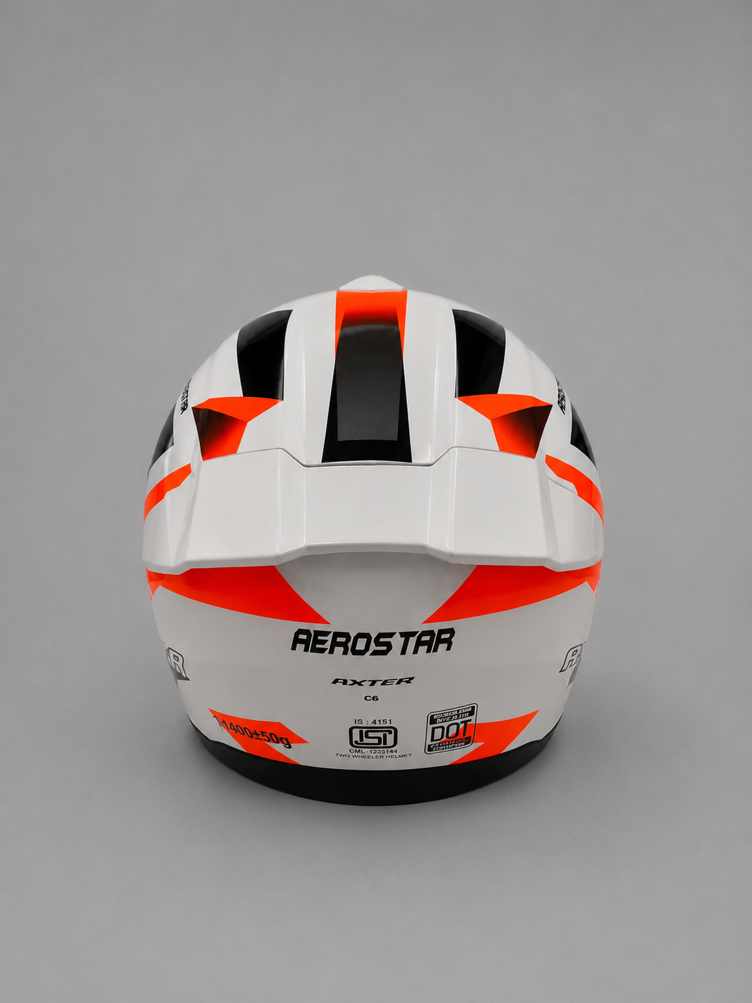 AXTER D6 - White With Orange | Dual Visor Aerostar Helmet