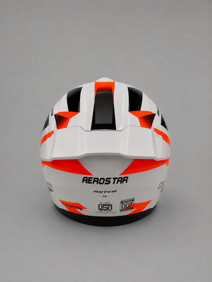 AXTER D6 - White With Orange | Dual Visor Aerostar Helmet