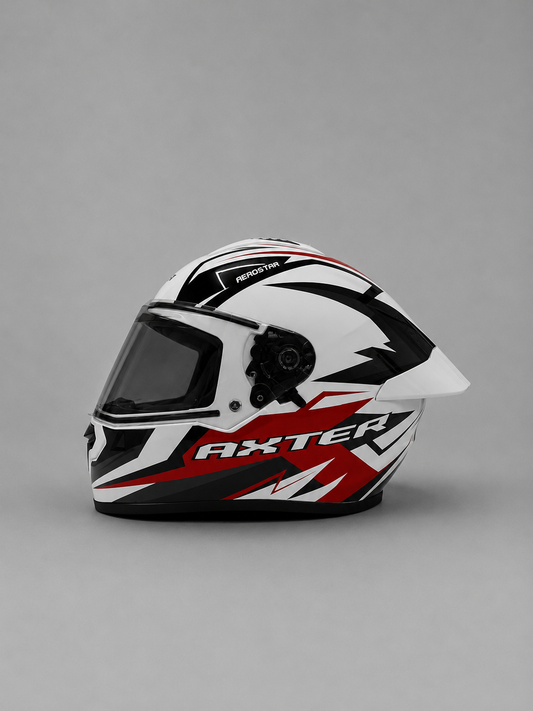 AXTER D3 - White With Red | Dual Visor Aerostar Helmet