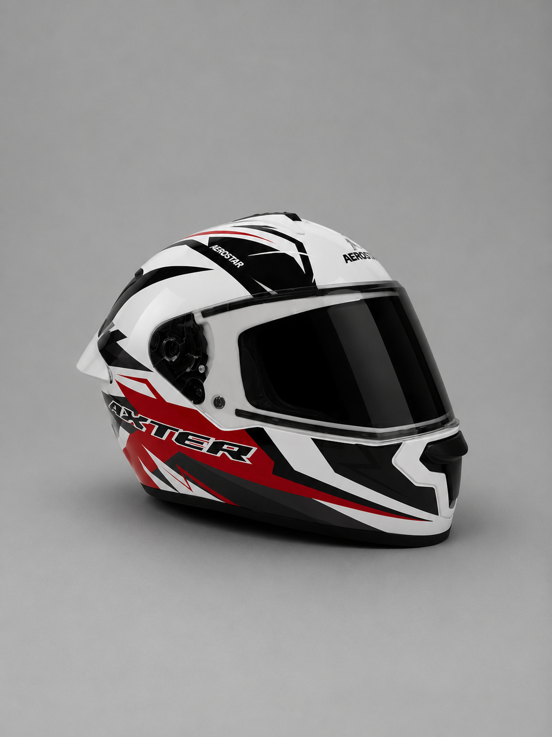 AXTER D3 - White With Red | Dual Visor Aerostar Helmet