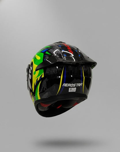 AXTER D2 Black with Green |  Single Visor Aerostar Helmet