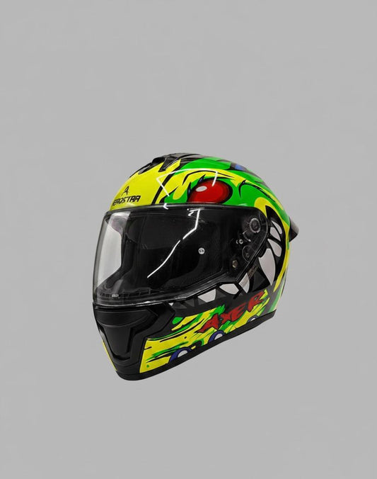 AXTER D2 Black with Green |  Single Visor Aerostar Helmet