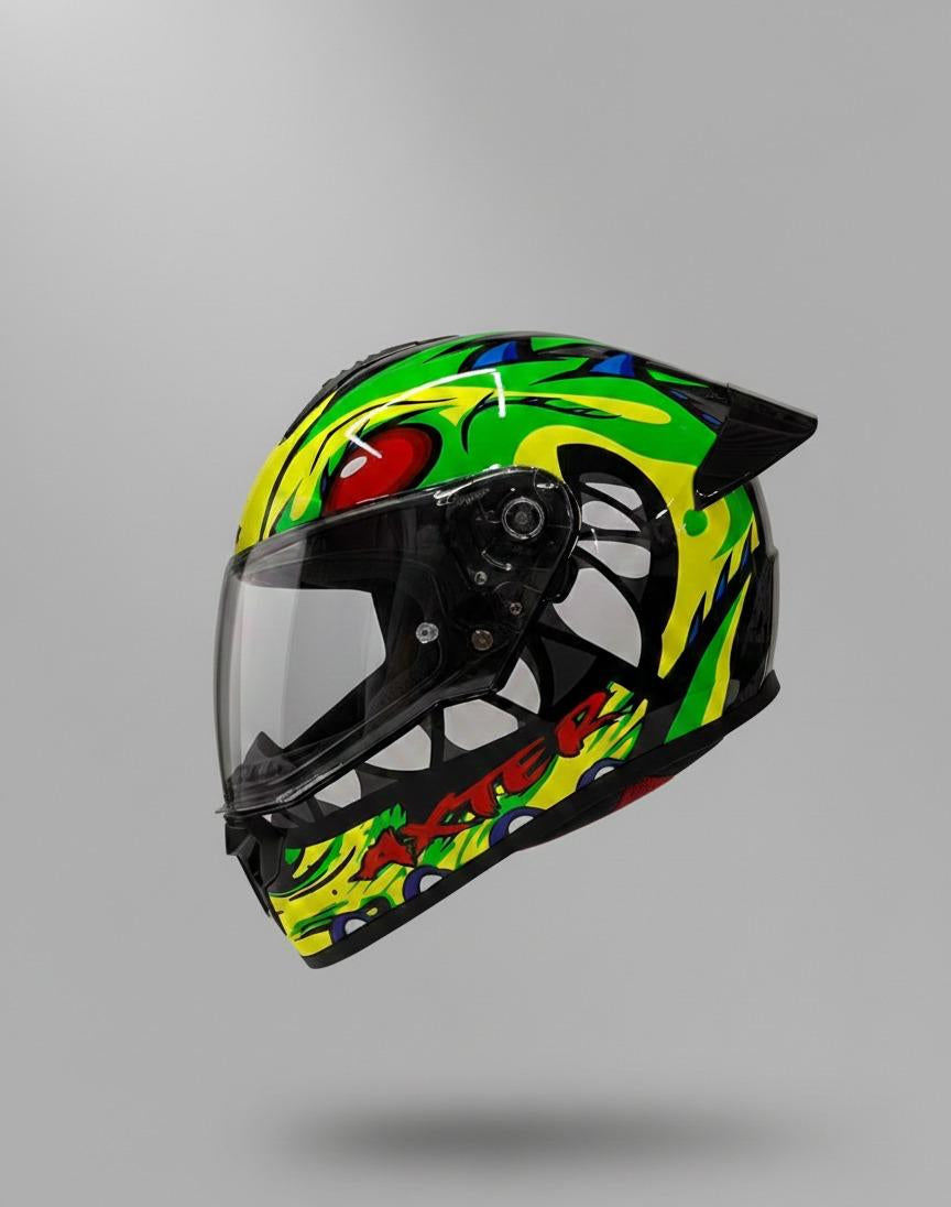 AXTER D2 Black with Green |  Single Visor Aerostar Helmet