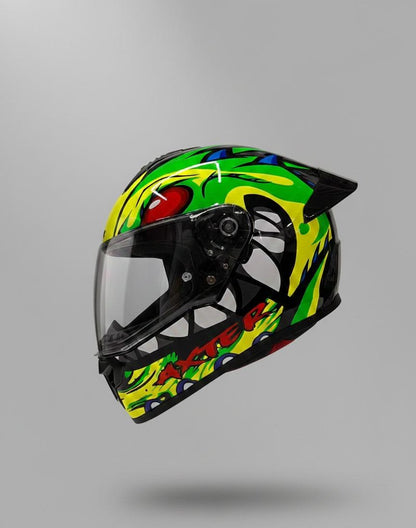 AXTER D2 Black with Green |  Single Visor Aerostar Helmet