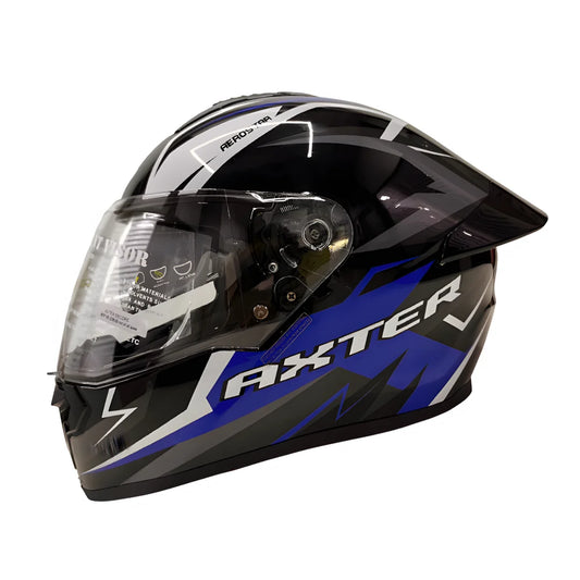 AXTER D3 - Black With Blue | Dual Visor Aerostar Helmet