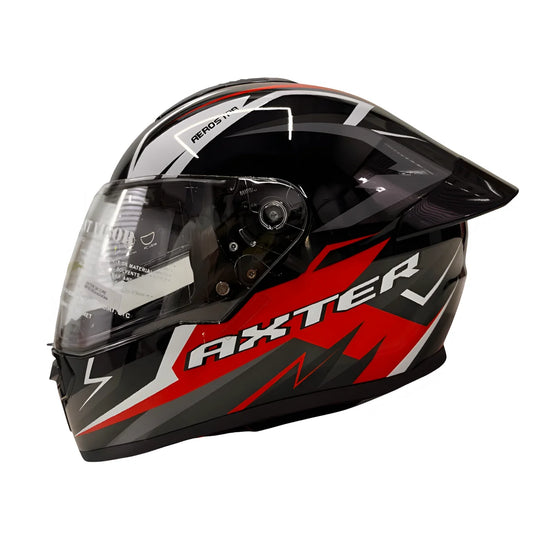AXTER D3 - Black With Red | Dual Visor Aerostar Helmet