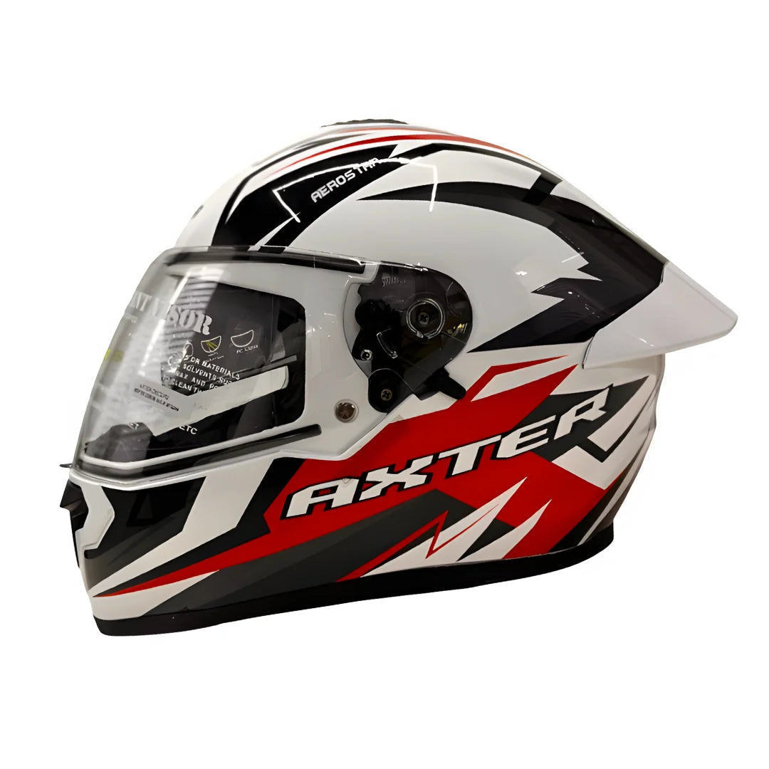 AXTER D3 - White With Red | Dual Visor Aerostar Helmet