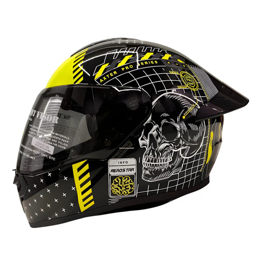 AXTER D5 - Black With Flour Yellow | Smoke Visor Aerostar Helmet