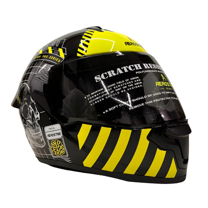 AXTER D5 - Black With Flour Yellow | Smoke Visor Aerostar Helmet