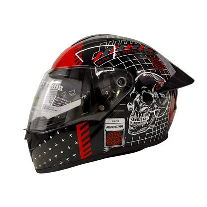AXTER D5 - Black With Red | Dual Visor Aerostar Helmet